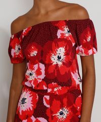 Blusa-Feminina-Ombro-a-Ombro-Estampada-Floral-Manga-Curta-Vermelha-Escuro-9976185-Vermelho_Escuro_4