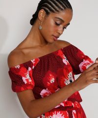 Blusa-Feminina-Ombro-a-Ombro-Estampada-Floral-Manga-Curta-Vermelha-Escuro-9976185-Vermelho_Escuro_6