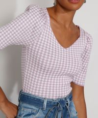 Blusa-de-Trico-Feminina-Manga-Bufante-Cropped-Estampada-Xadrez-Vichy-Decote-V-Lilas-9978203-Lilas_4