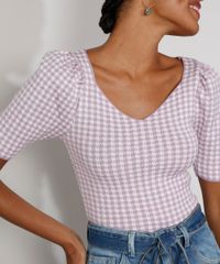 Blusa-de-Trico-Feminina-Manga-Bufante-Cropped-Estampada-Xadrez-Vichy-Decote-V-Lilas-9978203-Lilas_5