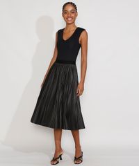 Saia-Feminina-Midi-Plissada-Resinada-Preta-9975434-Preto_3