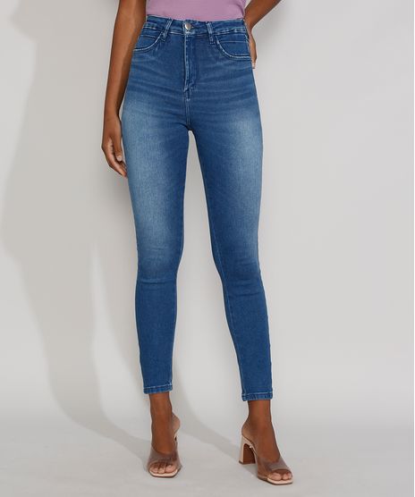 Calca-Jeans-Feminina-Cintura-Alta-Sawary-Super-Skinny-360-Azul-Medio-9980188-Azul_Medio_1