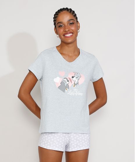 Pijama-Feminino-Manga-Curta-A-Dama-e-o-Vagabundo-com-Estampa-de-Coracao-Cinza-Mescla-9973666-Cinza_Mescla_1
