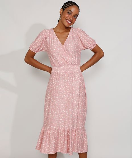 Vestido-Feminino-Midi-Estampado-Floral-com-Transpasse-e-Recorte-Manga-Bufante-Rosa-Escuro-9975371-Rosa_Escuro_1