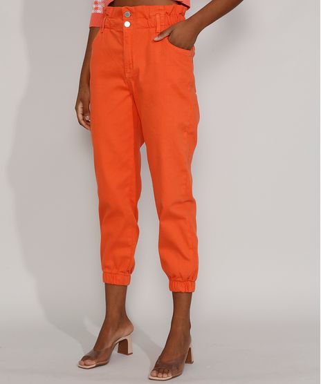 Calca-de-Sarja-Feminina-Jogger-Mom-Cintura-Super-Alta-Laranja-9977050-Laranja_1