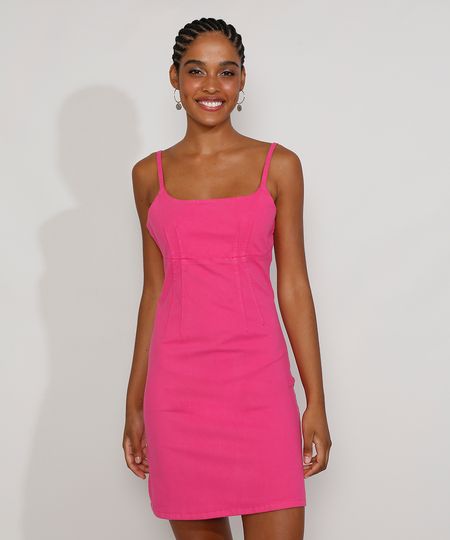 Vestido-de-Sarja-Feminino-Curto-Alca-Fina-Pink-9977222-Pink_1