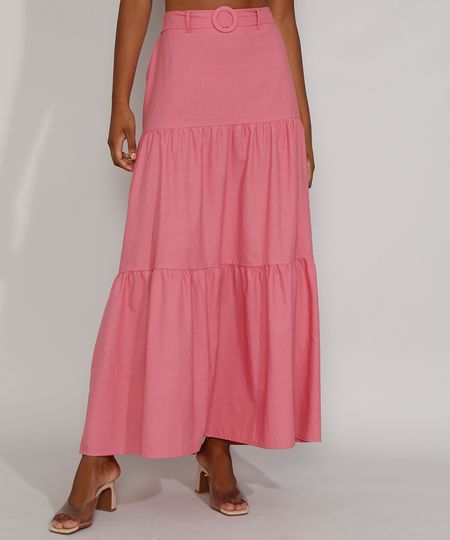 Saia-Feminina-Longa-com-Recortes-e-Cinto-Rosa-9966102-Rosa_1