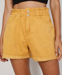 Short-de-Sarja-Feminino-Mom-Clochard-Cintura-Super-Alta-com-Barra-Dobrada-Mostarda-9978200-Mostarda_1