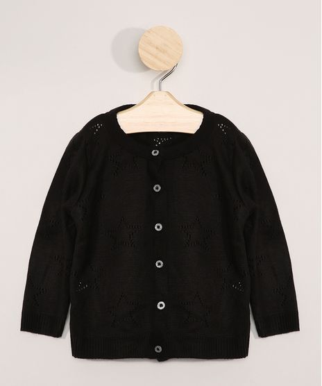 Cardigan-de-Trico-Infantil-Estrelas-Preto-9978849-Preto_1