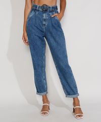 Calca-Jeans-Feminina-Baggy-Cintura-Super-Alta-com-Cinto-Tartaruga-Azul-Medio-9981897-Azul_Medio_1