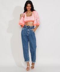 Calca-Jeans-Feminina-Baggy-Cintura-Super-Alta-com-Cinto-Tartaruga-Azul-Medio-9981897-Azul_Medio_3