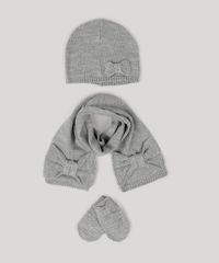 Kit-Infantil-de-Gorro---Luva---Cachecol-em-Trico-com-Lacos-Cinza-Mescla-8864992-Cinza_Mescla_1