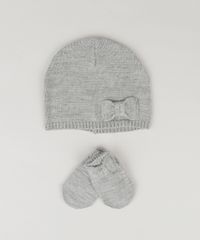 Kit-Infantil-de-Gorro---Luva---Cachecol-em-Trico-com-Lacos-Cinza-Mescla-8864992-Cinza_Mescla_4
