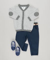 Cardigan-Infantil-Listrado-Decote-V-Manga-Longa-em-Trico-de-Algodao---Sustentavel-Cinza-Mescla-8909665-Cinza_Mescla_3