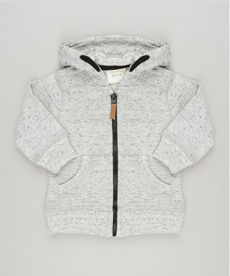 Blusao-Infantil-Botone-com-Capuz-e-Bolso-em-Moletom-Cinza-Mescla-Claro-8870158-Cinza_Mescla_Claro_1