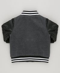 Jaqueta-Infantil-Bomber-em-Feltro-com-Punho-Listrado-Chumbo-8450327-Chumbo_2