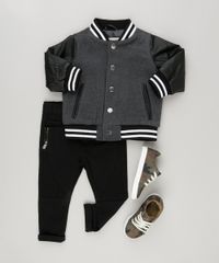 Jaqueta-Infantil-Bomber-em-Feltro-com-Punho-Listrado-Chumbo-8450327-Chumbo_3