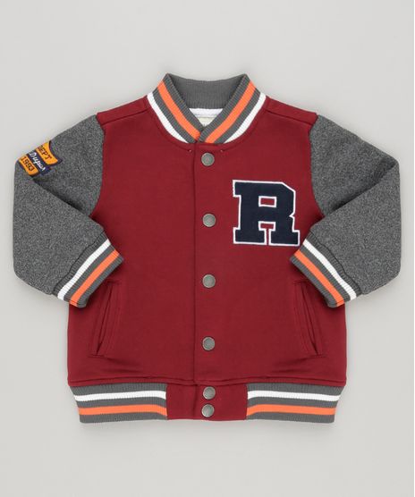 Jaqueta-Infantil-Bomber-College-em-Moletom-com-Bolsos-Vinho-8855411-Vinho_1