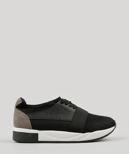 Tenis-Feminino-Vizzano-com-Elastico-e-Suede-Preto-9164035-Preto_1
