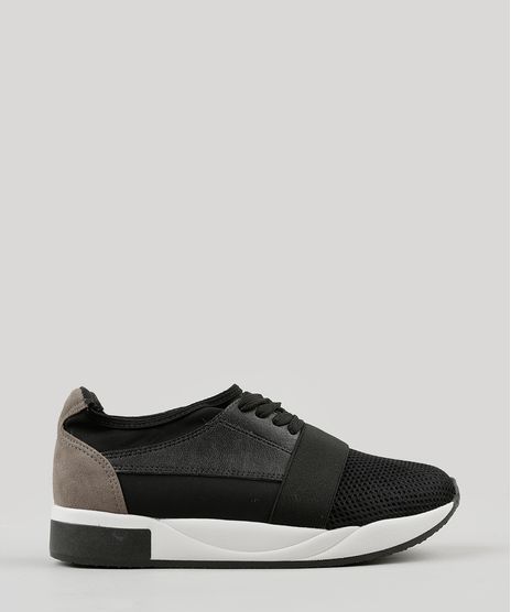 Tenis-Feminino-Vizzano-com-Elastico-e-Suede-Preto-9164035-Preto_1