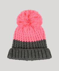 Kit-de-Gorro-Infantil-com-Barra-Dobrada-e-Pompom---Luva---Cachecol-Listrado-em-Trico-Rosa-Escuro-8864978-Rosa_Escuro_2
