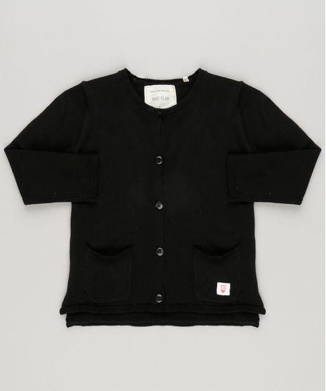Cardigan-Infantil-Basico-em-Trico-com-Bolsos-Decote-Redondo-Preto-8871448-Preto_1