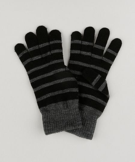 Luva-Masculina-de-Inverno-Listrada-em-Trico-Preta-8905861-Preto_1