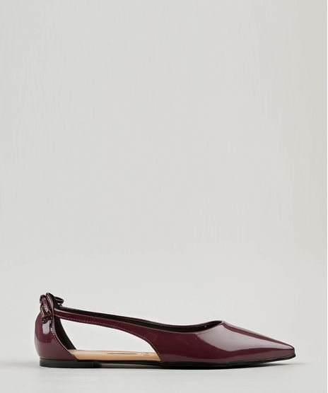 Sapatilha-Feminina-Bico-Fino-Vizzano-em-Verniz-com-Abertura-Lateral-e-Laco-Vinho-9160974-Vinho_1