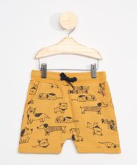 Bermuda-de-Moletom-Infantil-Estampada-Cachorrinhos-Amarelo-9976885-Amarelo_1