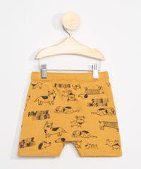 Bermuda-de-Moletom-Infantil-Estampada-Cachorrinhos-Amarelo-9976885-Amarelo_2