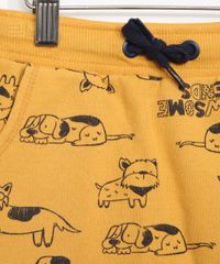 Bermuda-de-Moletom-Infantil-Estampada-Cachorrinhos-Amarelo-9976885-Amarelo_3