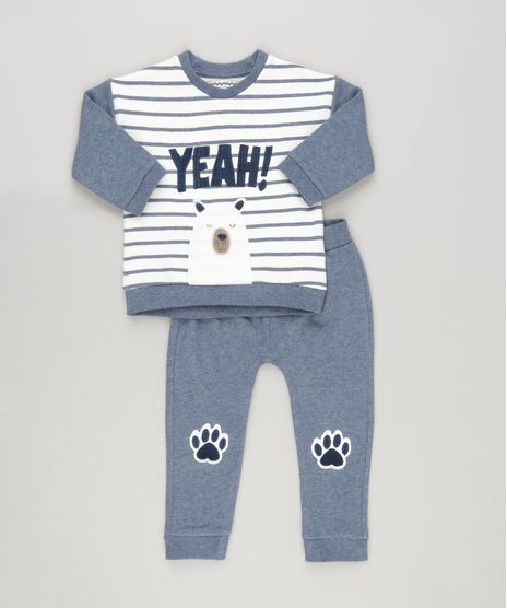 Conjunto-Infantil-de-Blusao-Listrado-Urso-Polar---Calca-em-Moletom-com-Bordado-de-Patinhas-Azul-Marinho-8878393-Azul_Marinho_1