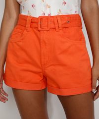 Short-de-Sarja-Feminino-Mom-Cintura-Super-Alta-com-Cinto-e-Barra-Dobrada-Laranja-9981853-Laranja_1