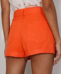 Short-de-Sarja-Feminino-Mom-Cintura-Super-Alta-com-Cinto-e-Barra-Dobrada-Laranja-9981853-Laranja_2