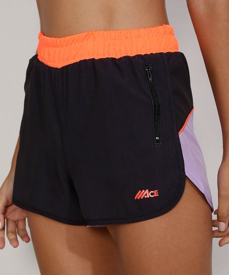 Short-Feminino-Esportivo-Ace-Running-Color-Block-com-Bolsos-de-Ziper-Preto-9976854-Preto_1