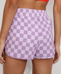 Short-Feminino-Esportivo-Ace-Running-Estampado-Quadriculado-com-Cordao-Lilas-9976856-Lilas_2