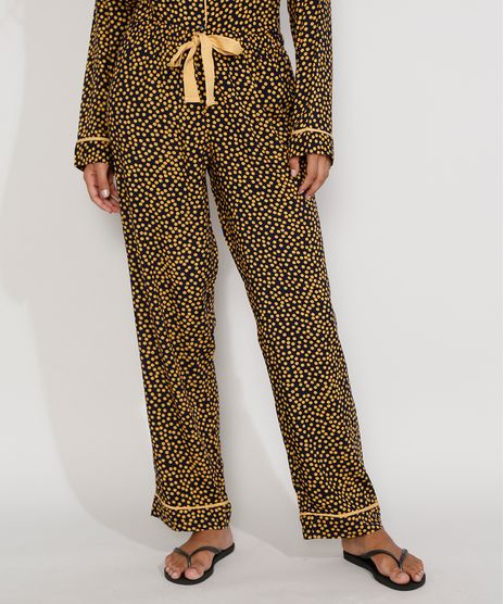 Calca-de-Pijama-Feminina-Estampada-de-Poa-com-Vivo-Contrastante-e-Laco-Azul-Escuro-9975183-Azul_Escuro_1