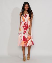 Vestido-Feminino-Midi-Estampado-de-Folhagem-com-Fenda-e-Lastex-Alca-Media-Multicor-9975386-Multicor_3