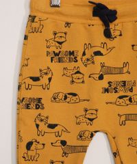 Calca-de-Moletom-Infantil-Estampada-Cachorrinhos-Amarela-9978311-Amarelo_2