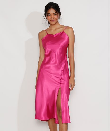 Vestido-Slip-Dress-Feminino-Midi-Acetinado-com-Fenda-Alca-Fina-Rosa-Escuro-9984267-Rosa_Escuro_1