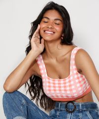 Top-Cropped-de-Trico-Feminino-Estampado-Xadrez-Vichy-Alca-Larga-Decote-Redondo-Coral-9972540-Coral_4