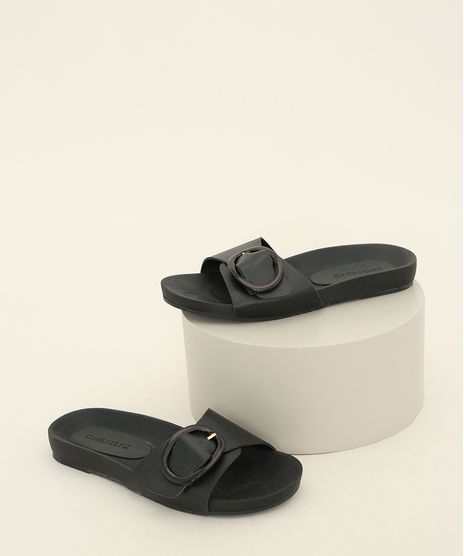 Rasteirinha-Feminina-Slide-Oneself-com-Fivela-Preta-9982245-Preto_1