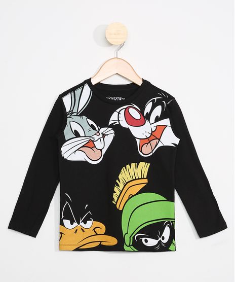 Camiseta-Infantil-Manga-Longa-Looney-Tunes-Preta-9977746-Preto_1