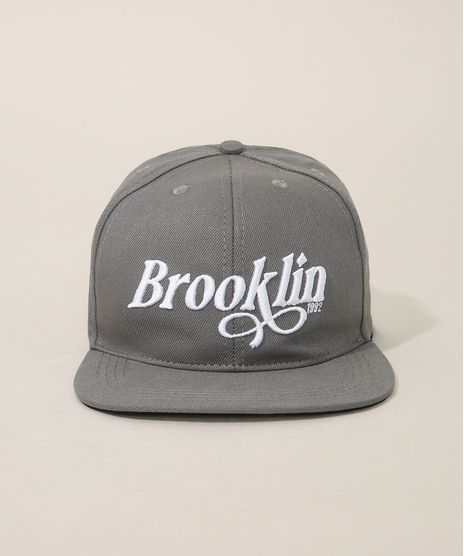 Bone-Masculino-Aba-Reta-com-Bordado--Brooklin--Cinza-9981505-Cinza_1