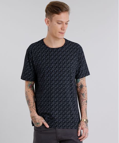 Camiseta-Masculina-Estampada-de-Coqueiros-Manga-Curta-Gola-Careca-Preto-8776860-Preto_1