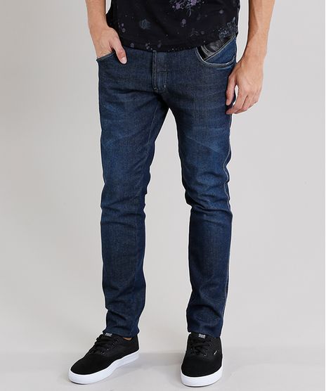 Calca-Jeans-Masculina-Skinny-com-Bolsos-Resinado-Azul-Escuro-8903191-Azul_Escuro_1
