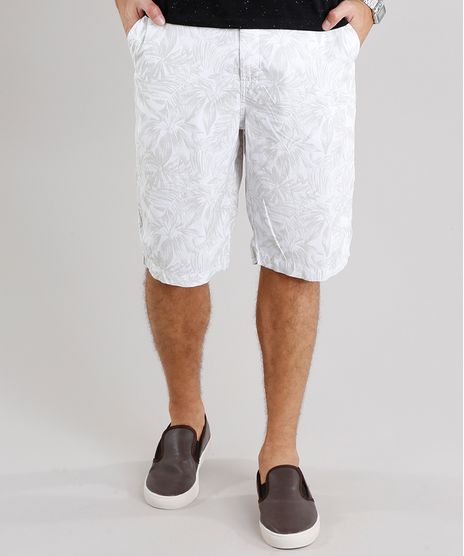Bermuda-Masculina-Reta-Estampada-de-Folhagem-com-Bolsos-Off-White-8761832-Off_White_1