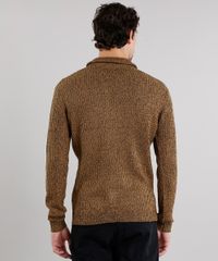 Sueter-Masculino-Gola-Alta-com-Ziper-em-Trico-Mescla-Caramelo-8850234-Caramelo_2