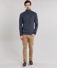 Sueter-Masculino-Gola-Alta-com-Ziper-em-Trico-Mescla-Azul-Marinho-8850234-Azul_Marinho_3
