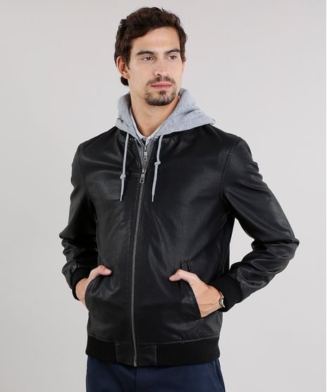 Jaqueta-Masculina-Bomber-2-em-1-com-Capuz-Removivel-em-Moletom-Preta-8851701-Preto_1